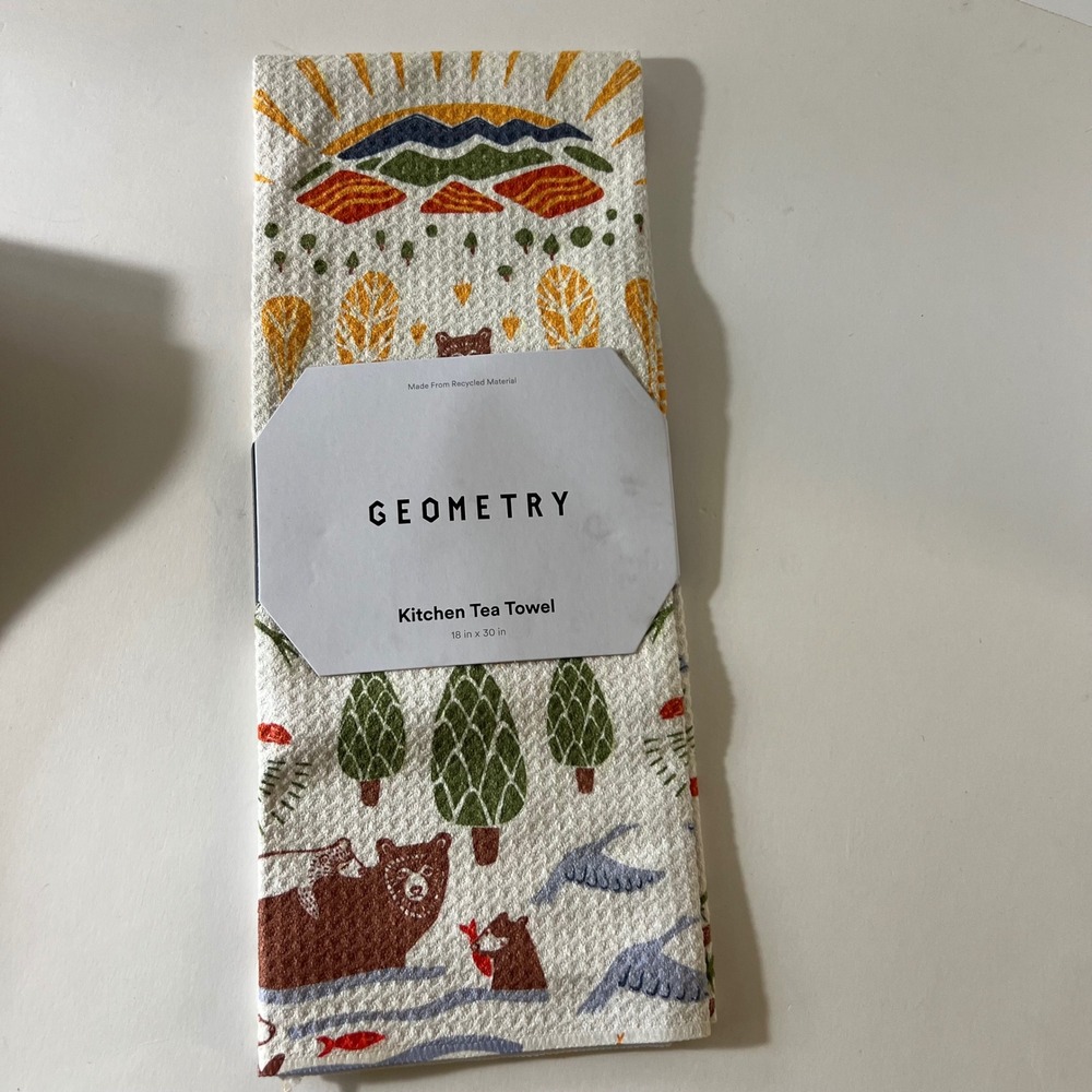 Geometry Mama Bear Kitchen Tea Towel 18 x 30" NIP Fall Theme